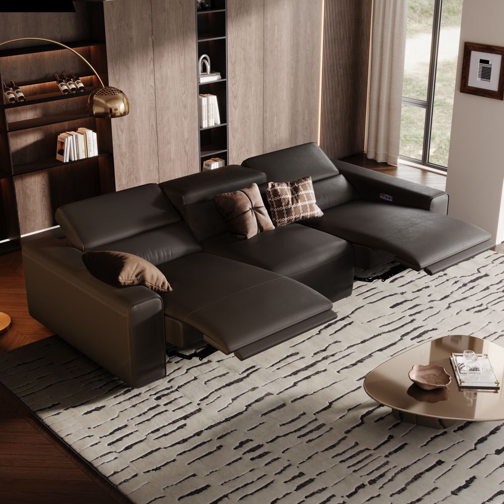 Extendable Black Eco-friendly Microfiber Leather Modular Sofas