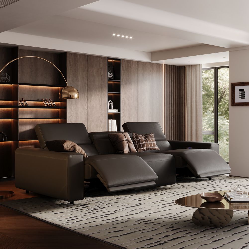 Modern Black Eco-friendly Microfiber Leather Modular Sofas