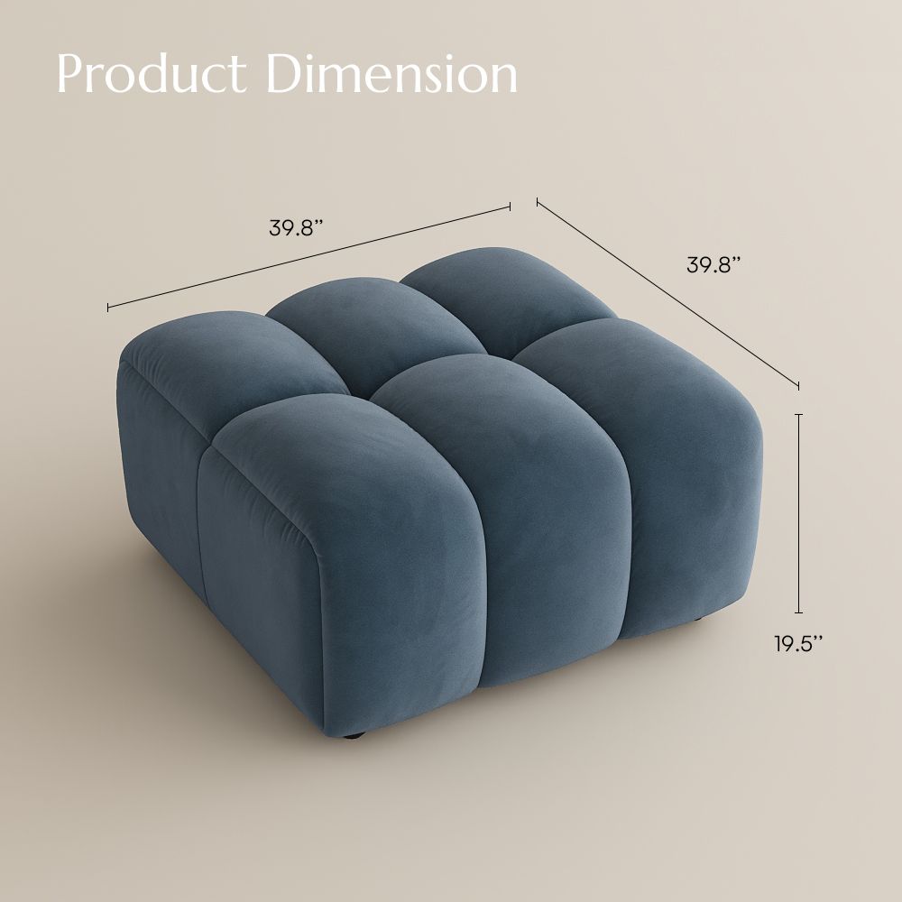 Medium Navy Blue Velvet Fabric Modular Sofas