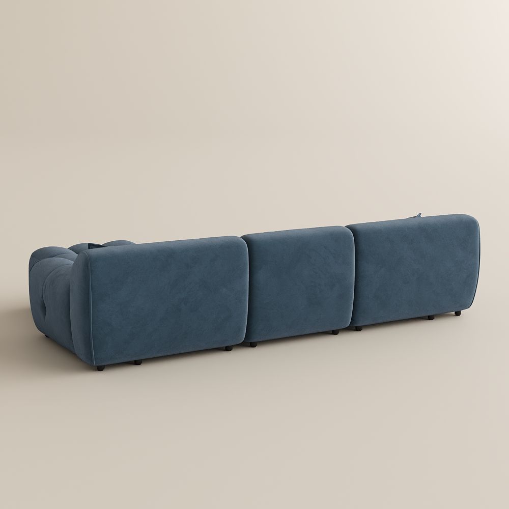 Navy Blue Velvet Fabric Modular Sofas