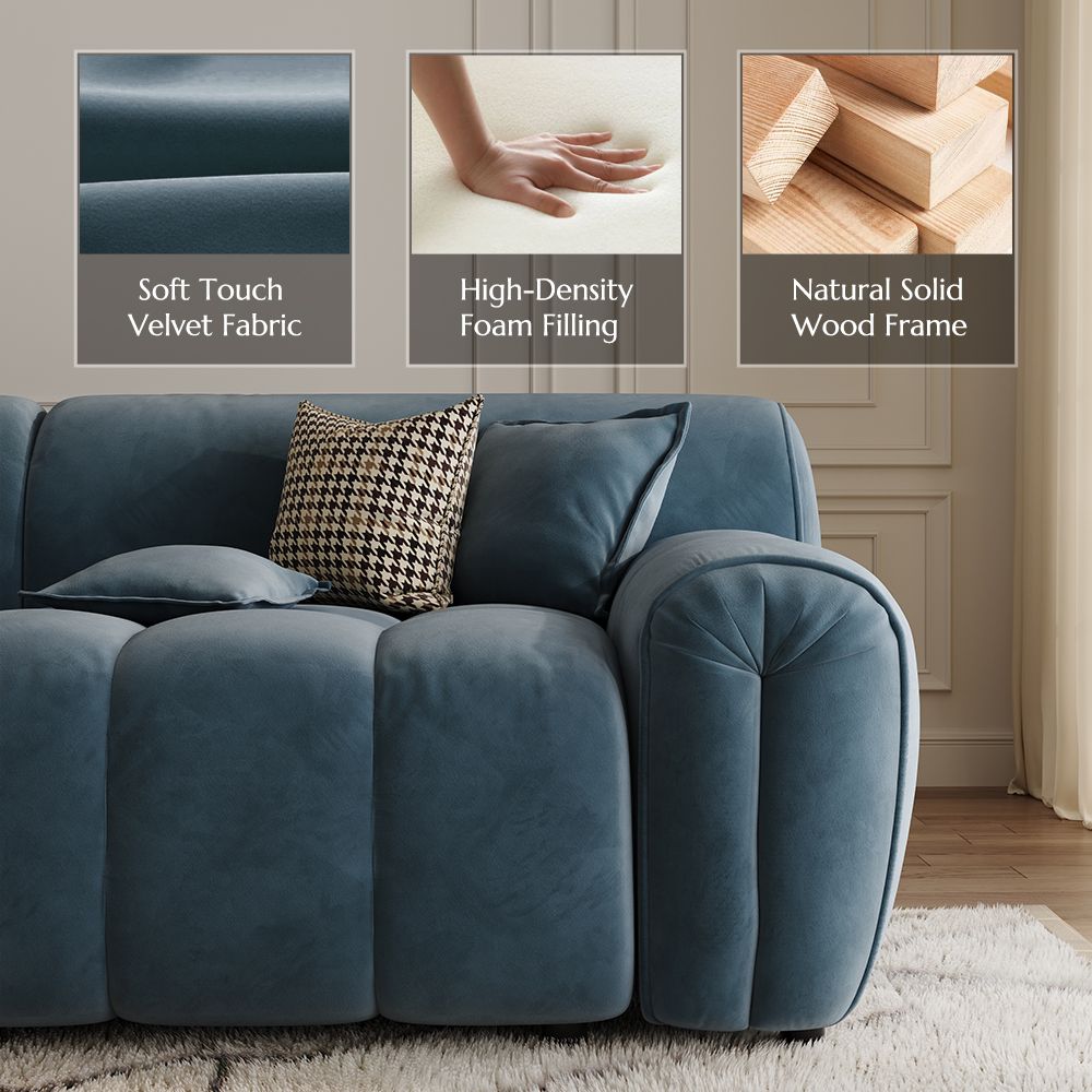 Blue Velvet Sofa Set