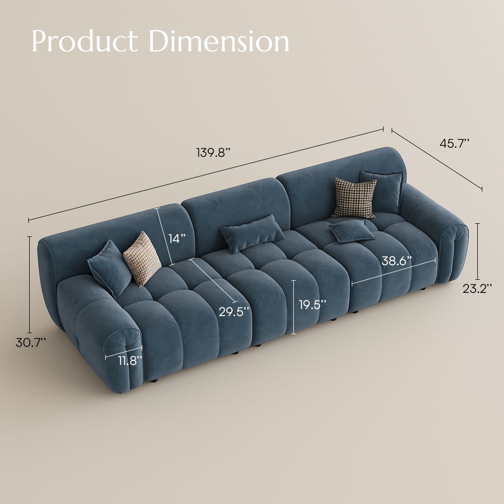 Navy Blue Velvet Fabric Modular Sofas
