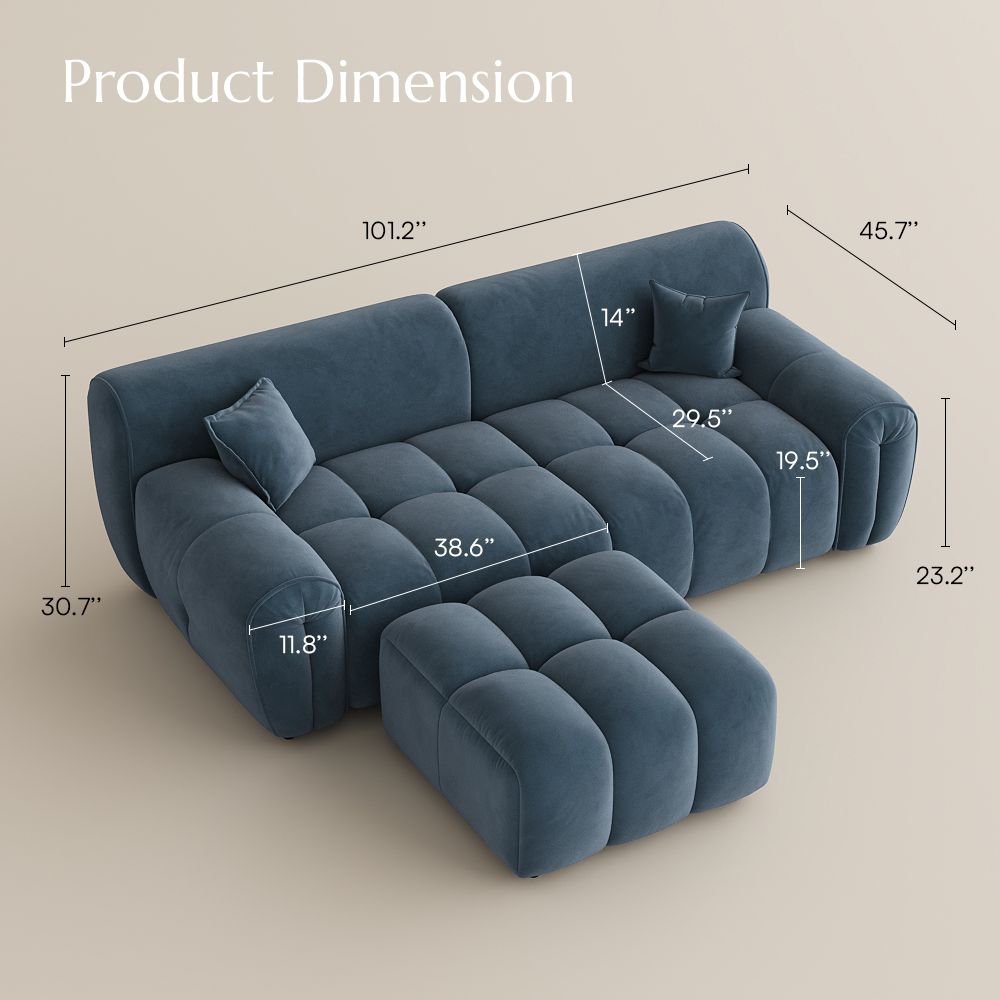 Navy Blue Velvet Fabric Modular Sofas