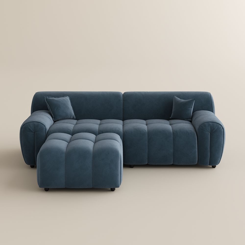 Navy Blue Velvet Fabric Modular Sofas