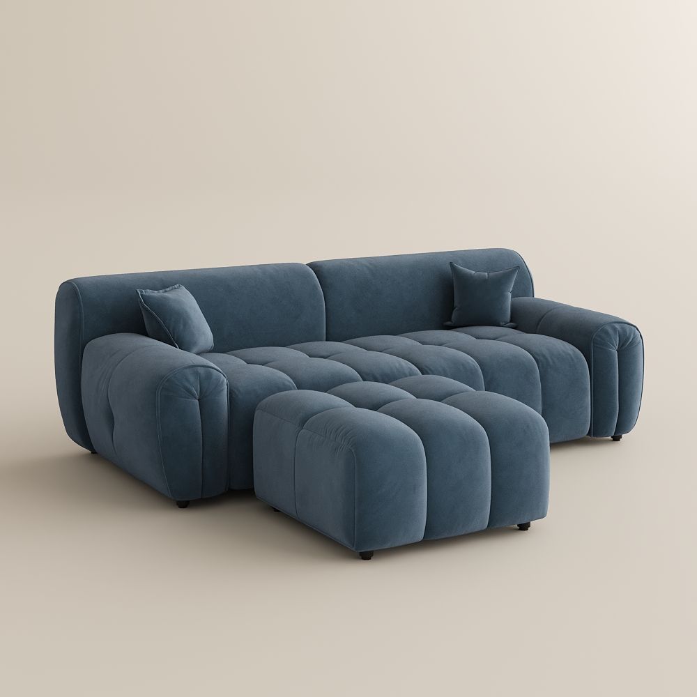 Navy Blue Velvet Fabric Modular Sofas