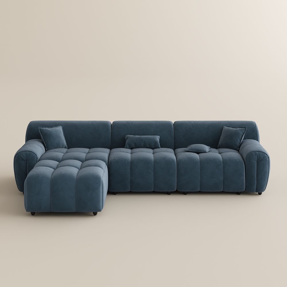 Navy Blue Velvet Fabric Modular Sofas