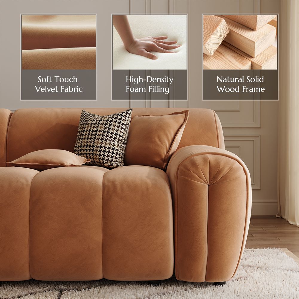 Brown Velvet Sofa Set