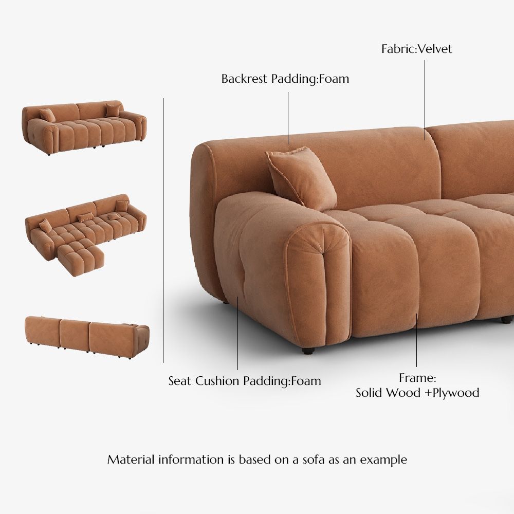 Brown Velvet Sofa Set