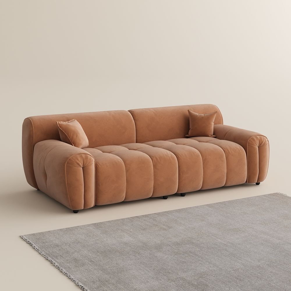 Brown Velvet Fabric Modular Sofas