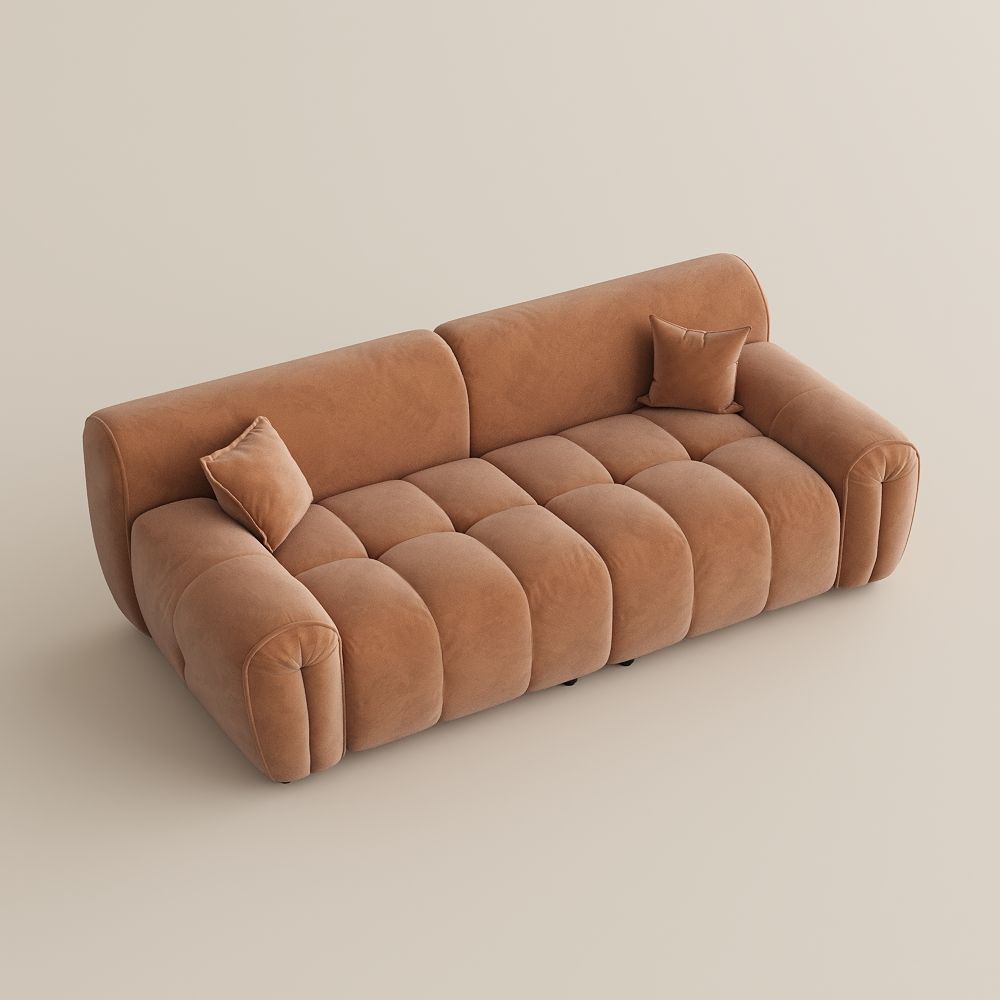 Brown Velvet Fabric Modular Sofas