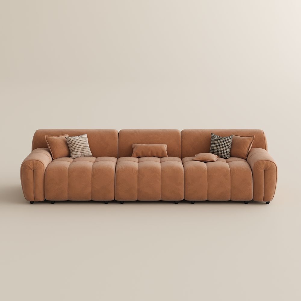 Brown Velvet Fabric Modular Sofas