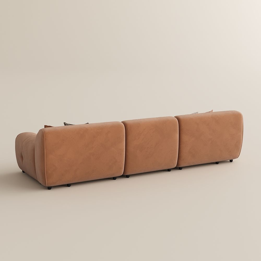 Brown Velvet Fabric Modular Sofas