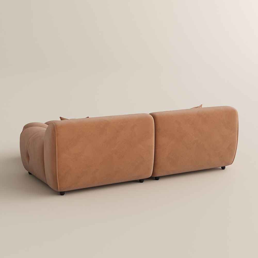 Brown Velvet Fabric Modular Sofas