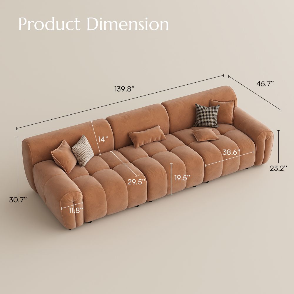 Brown Brown Velvet Fabric Modular Sofas