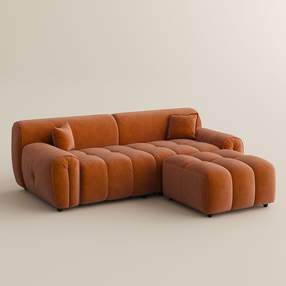 2-3 Seater Orange Fabric Modular Sofas