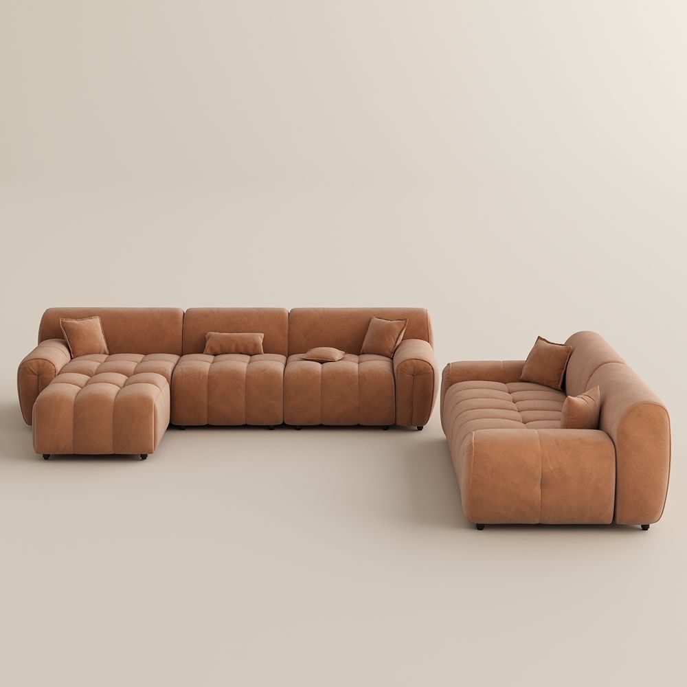 Brown Velvet Sofa Set