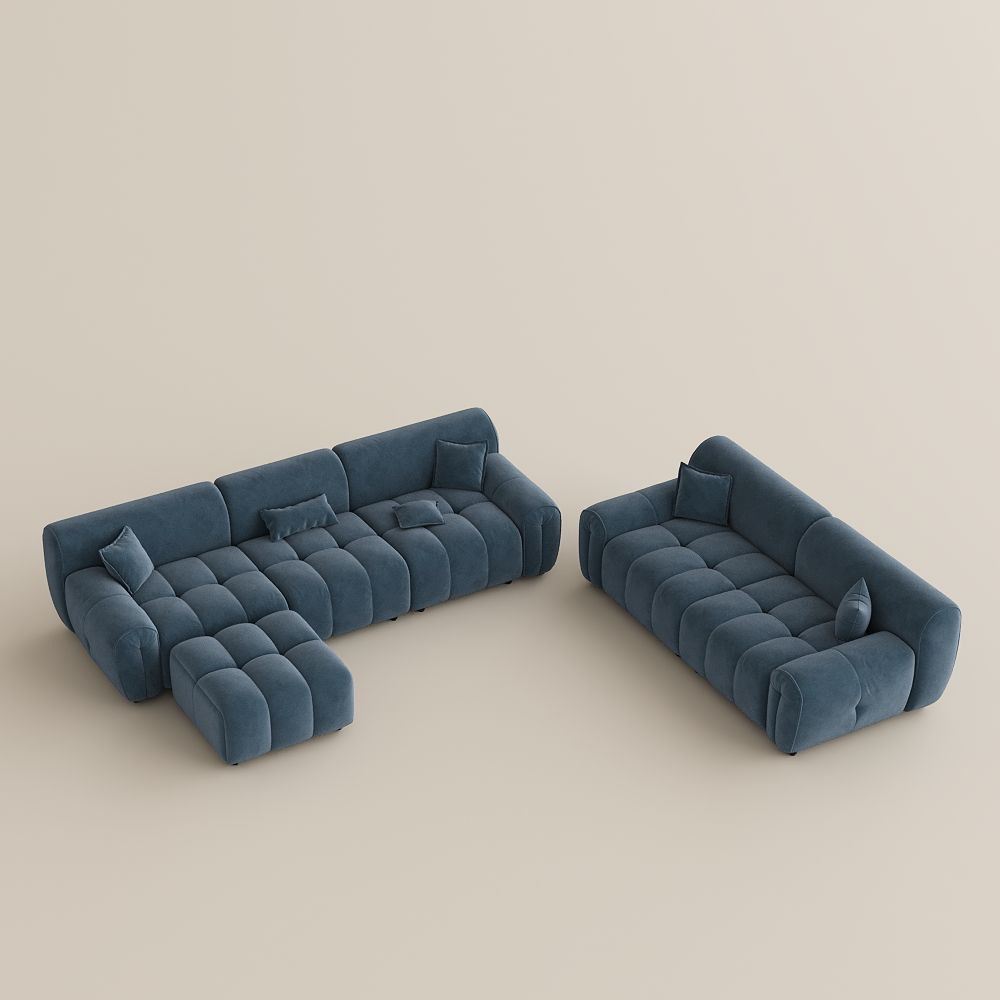 Blue Velvet Sofa Set
