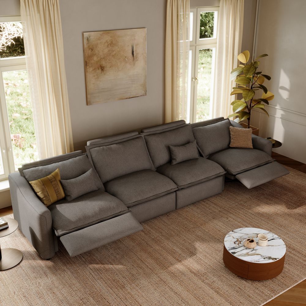 Living Room Dark Gray Linen Modular Sofas