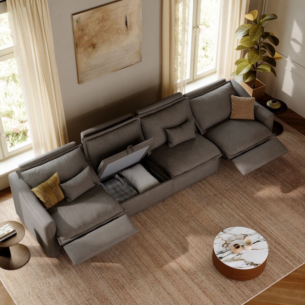 Deep Seat Dark Gray Linen Modular Sofas