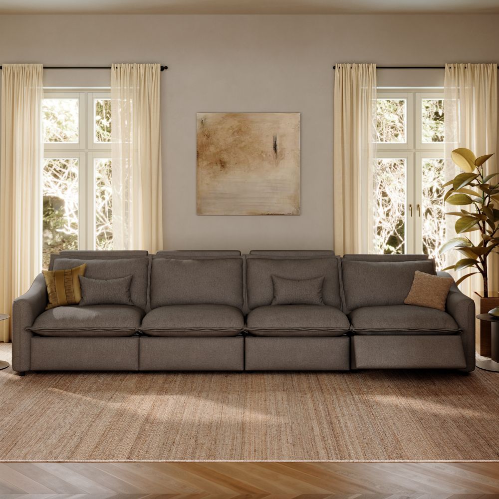Home Theater Dark Gray Linen Modular Sofas