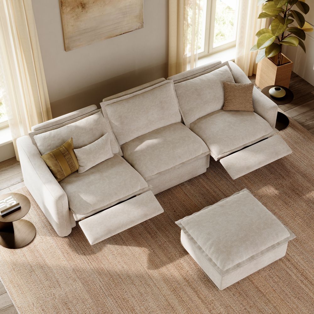 Beige Pet-Friendly Fabric Modular Sofas