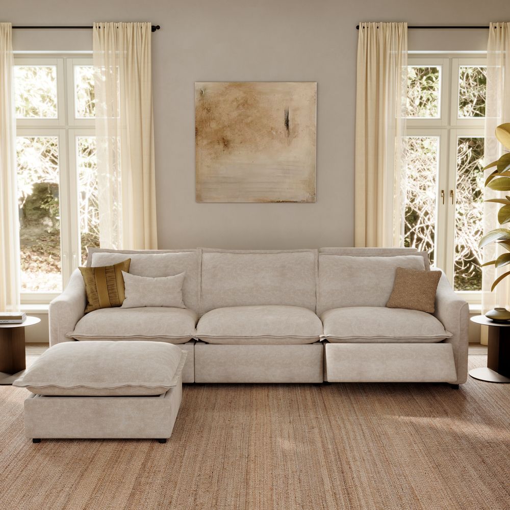 Beige Pet-Friendly Fabric Modular Sofas