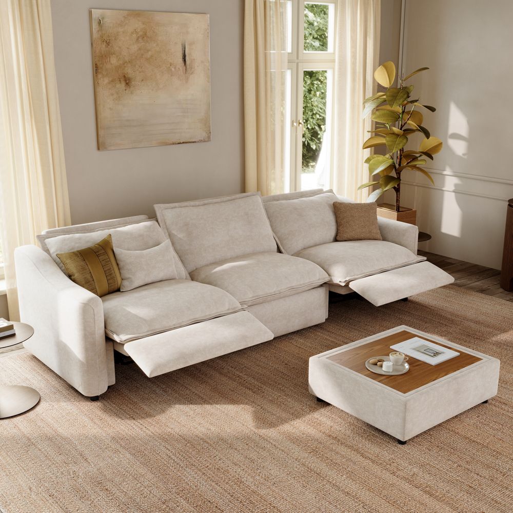 Beige Pet-Friendly Fabric Modular Sofas