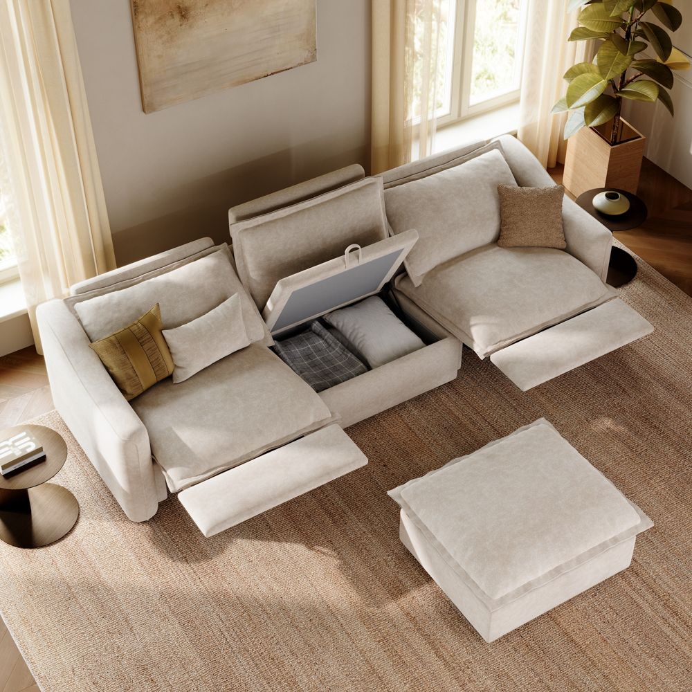 Beige Pet-Friendly Fabric Modular Sofas