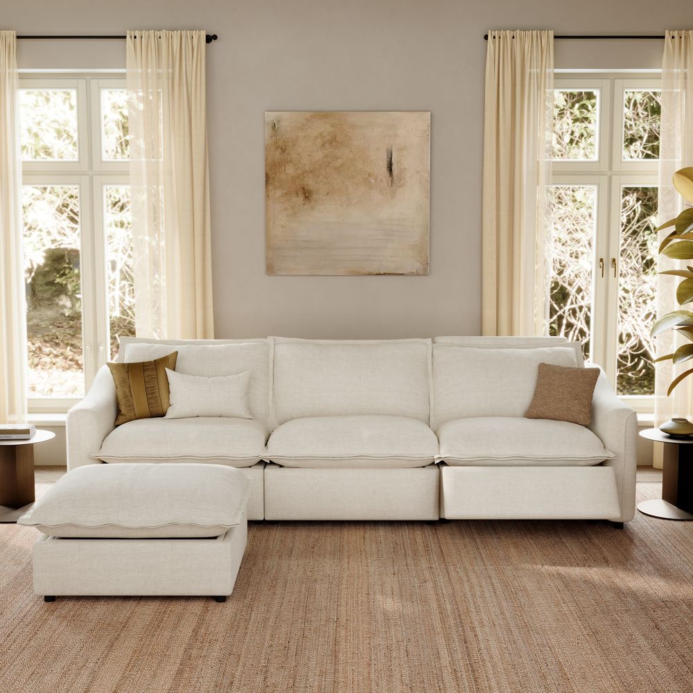 Beige Velvet Modular Sofas
