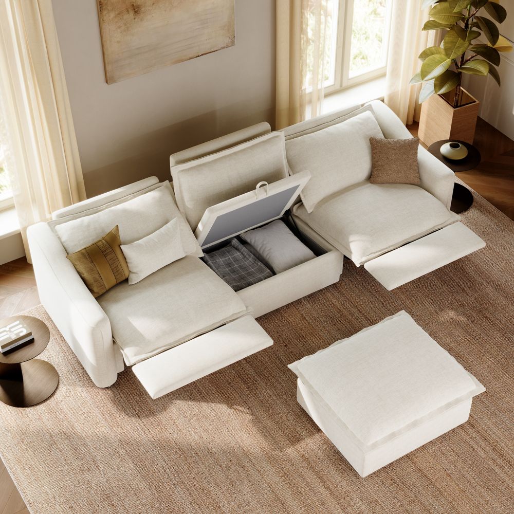 Beige Velvet Modular Sofas