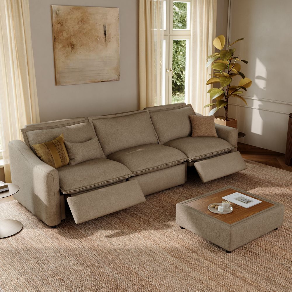 Khaki Linen Modular Sofas