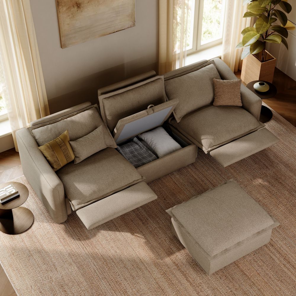Khaki Linen Modular Sofas
