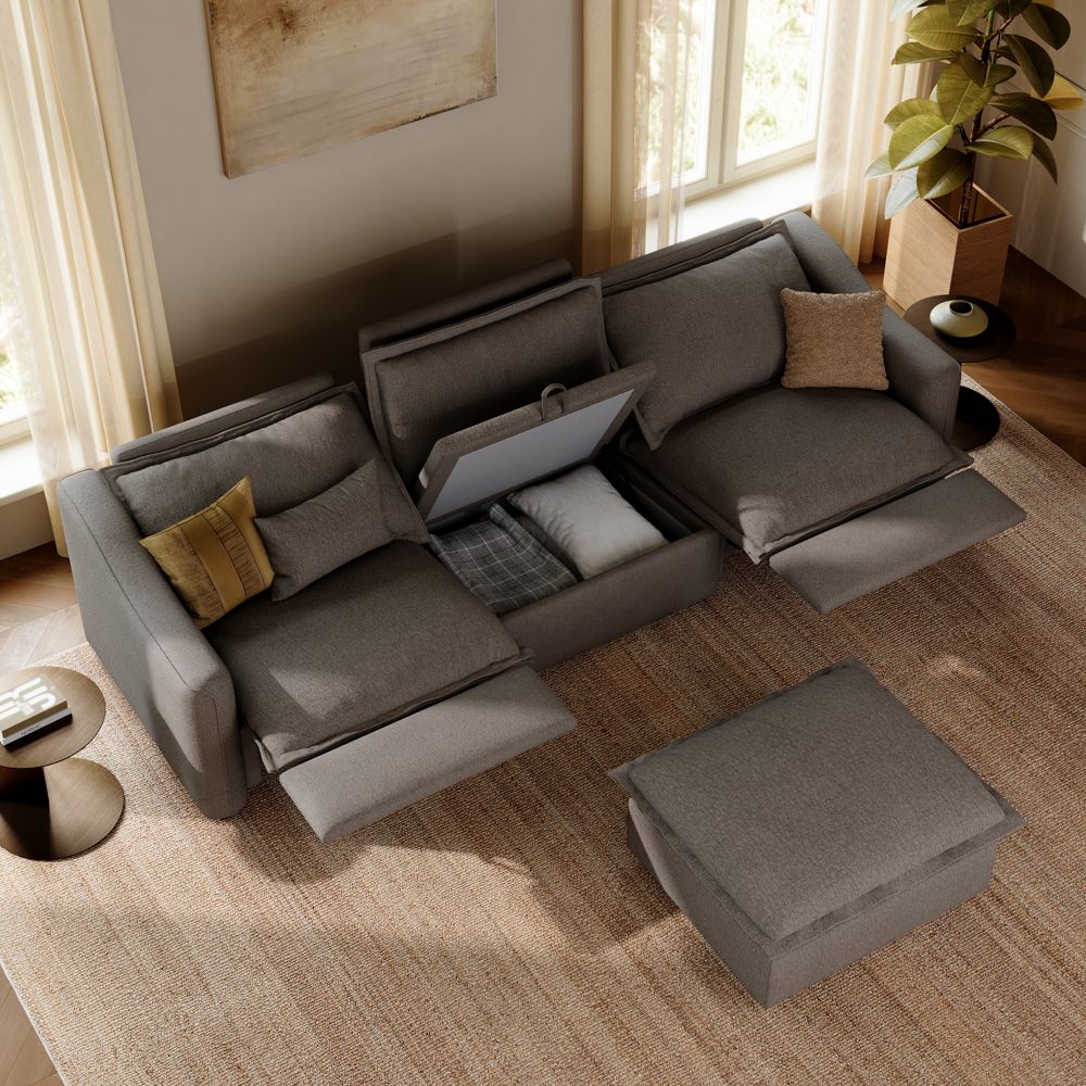Comfortable Dark Gray Linen Modular Sofas