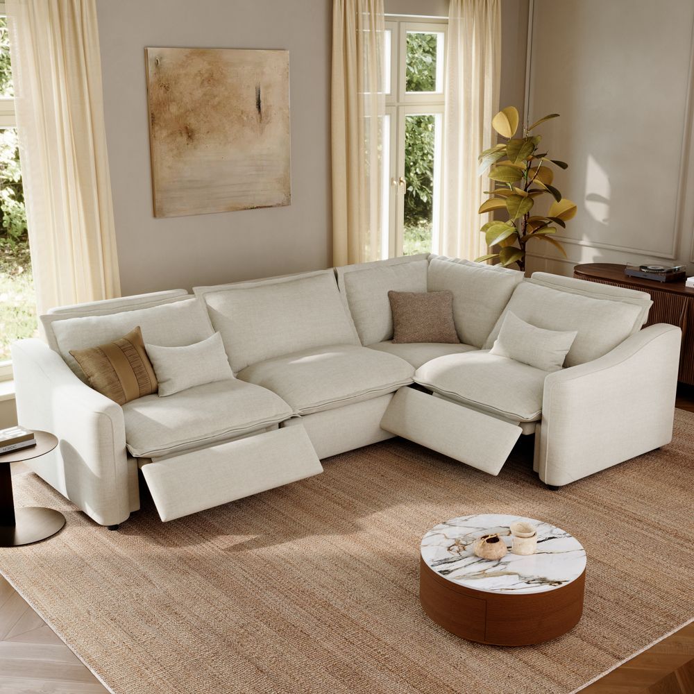 Beige Beige Velvet Modular Sofas