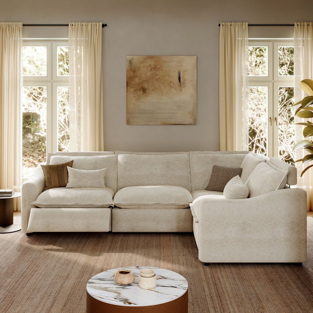 Beige Beige Pet-Friendly Fabric Modular Sofas