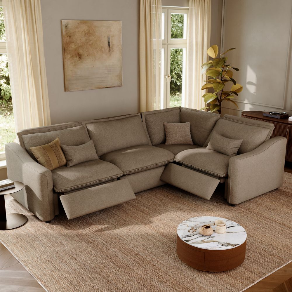 2-3 Seater Khaki Linen Modular Sofas