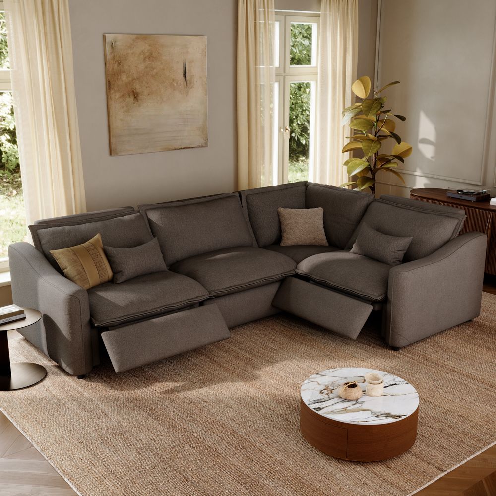 3-4 Seater Dark Gray Linen Modular Sofas