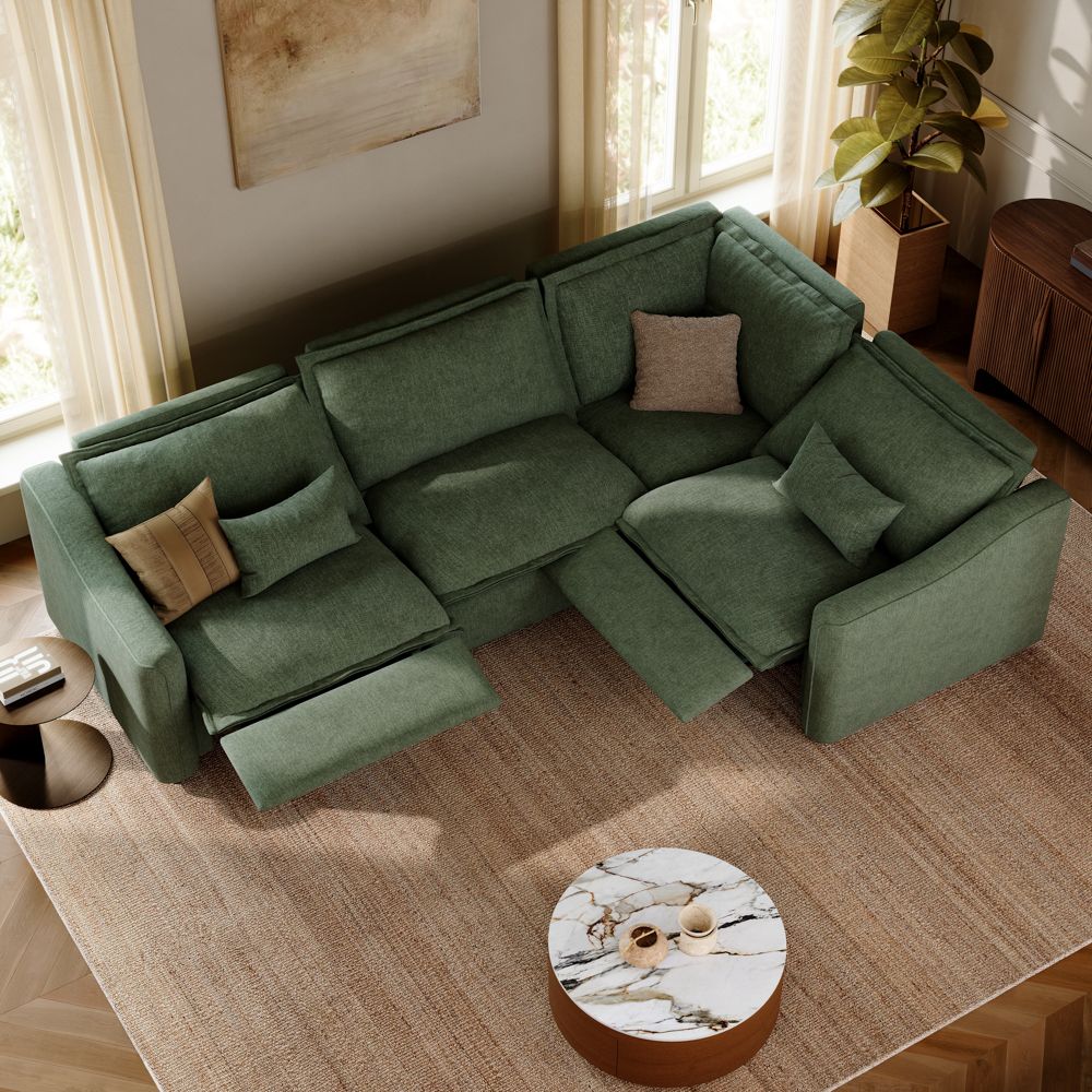 4-5 Seater Green Velvet Modular Sofas