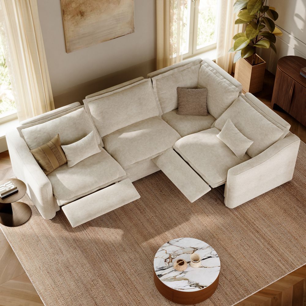 5-6 Seater Beige Pet-Friendly Fabric Modular Sofas