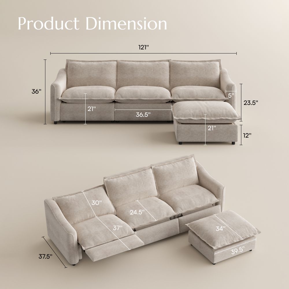 Relaxed Beige Pet-Friendly Fabric Modular Sofas