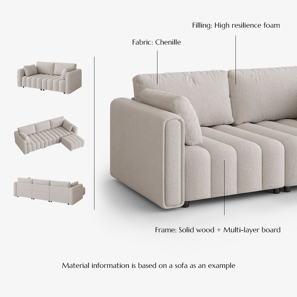 Green Beige Chenille Sofa Set