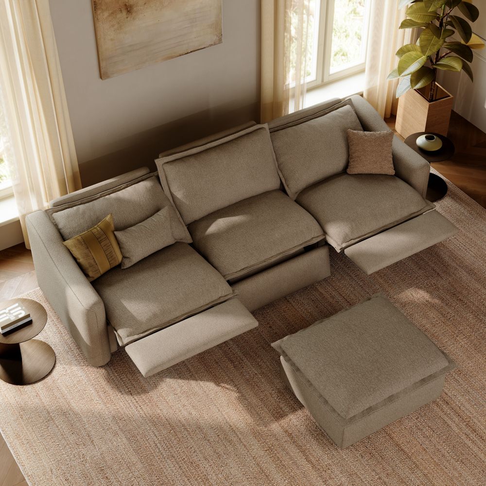 Adjustable Khaki Linen Modular Sofas
