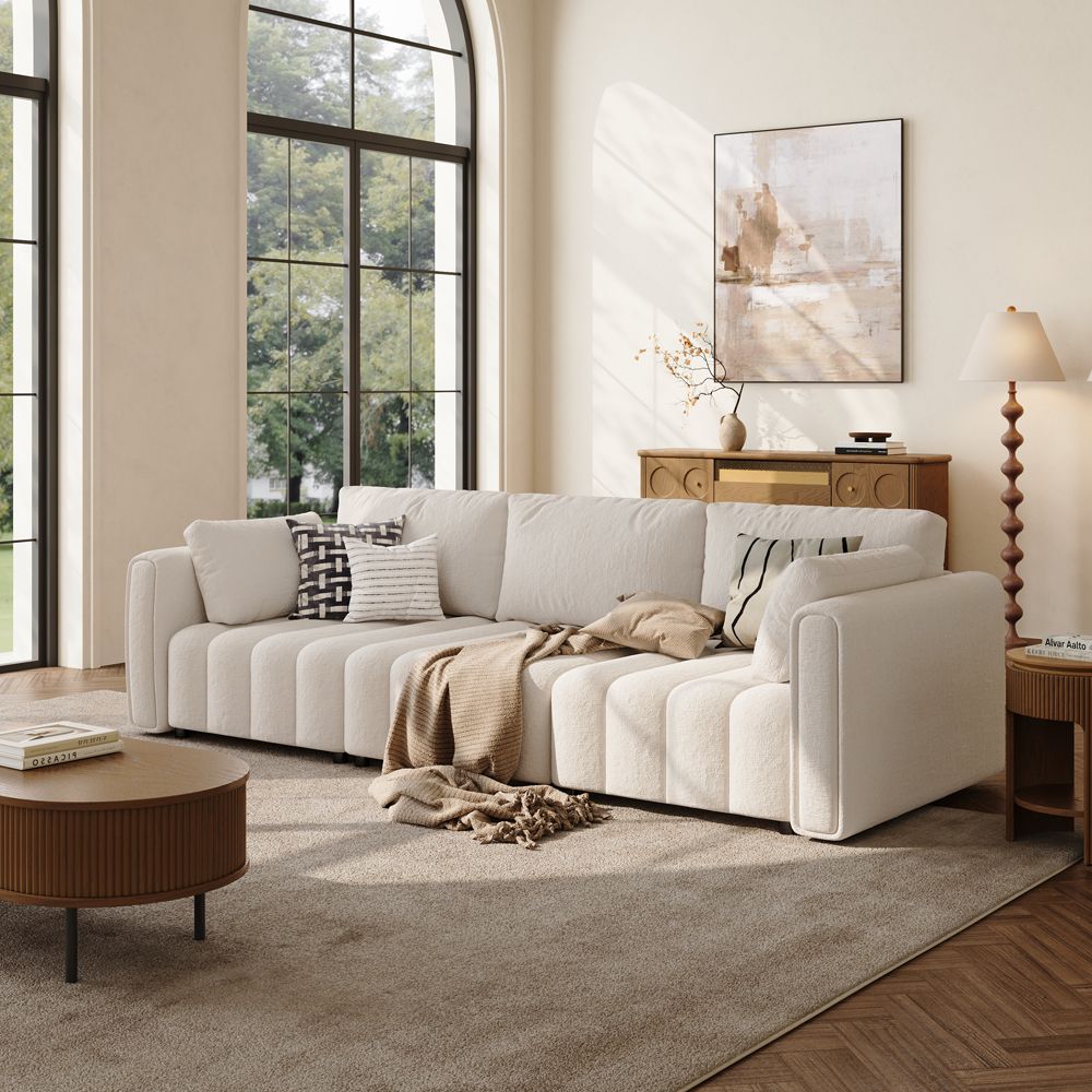 Office Beige Chenille Modular Sofas