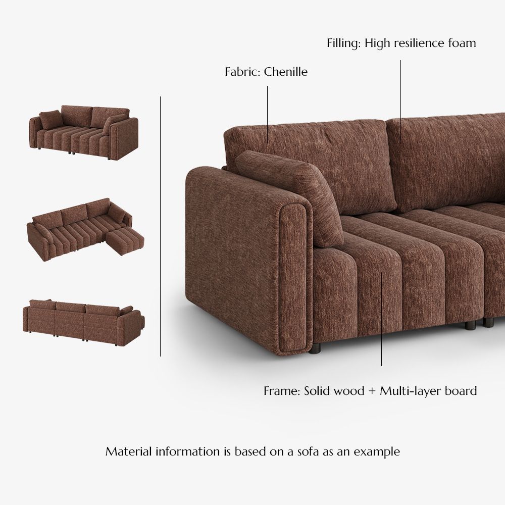 Comfortable Brown Chenille Sofa Set