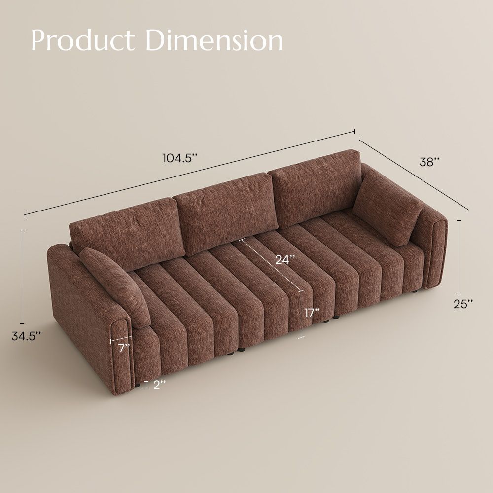 Partial Assembly Required Brown Chenille Sofa Set