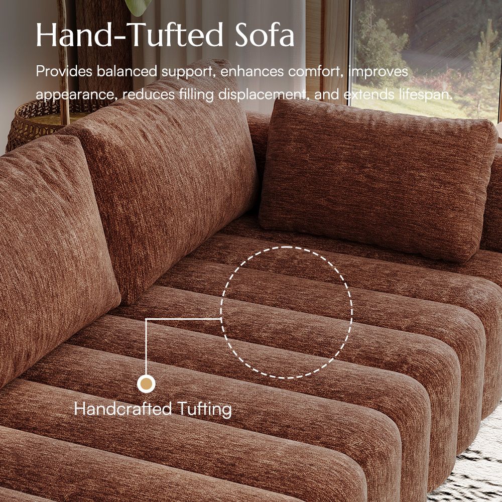 Comfortable Brown Chenille Sofa Set