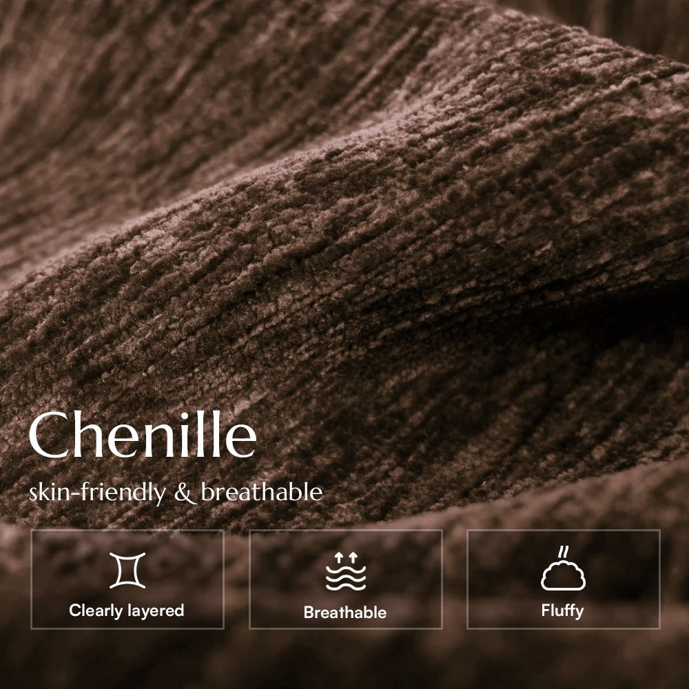 Mid Century Modern Brown Chenille Sofa Set