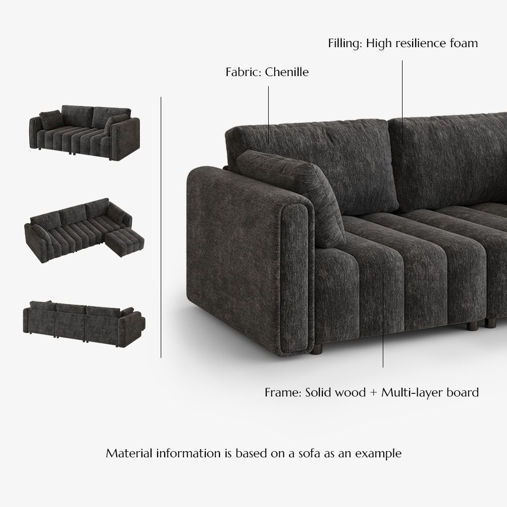 Partial Assembly Required Black Chenille Modular Sofas