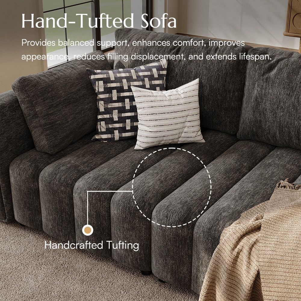 Living Room Black Chenille Modular Sofas