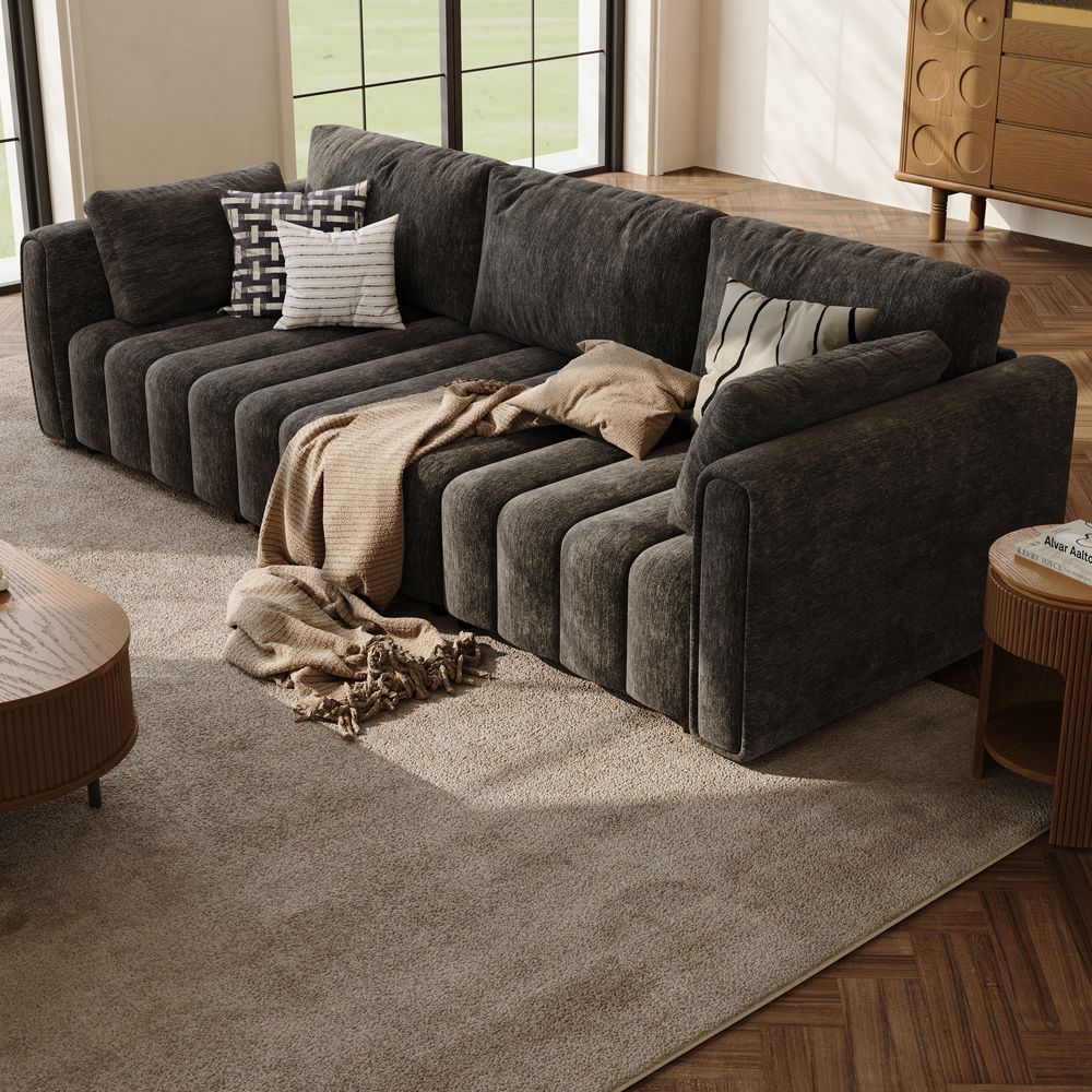 Pure Color Black Chenille Modular Sofas